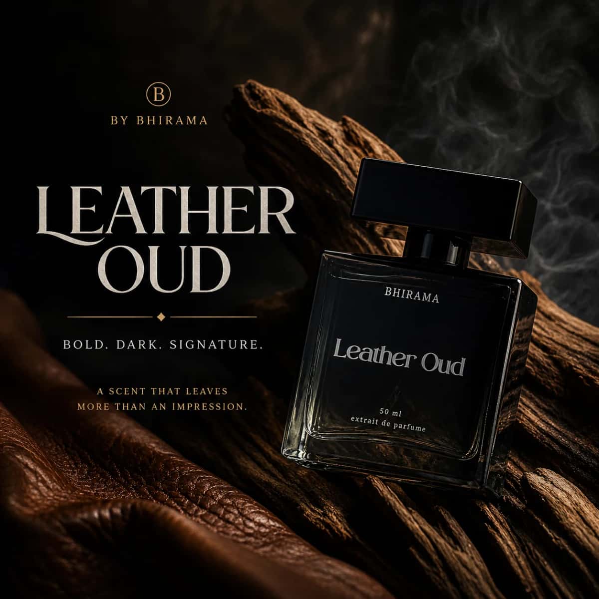 Bhirama Leather Oud Extrait de Parfum - Oud intense, Bold, Exotic