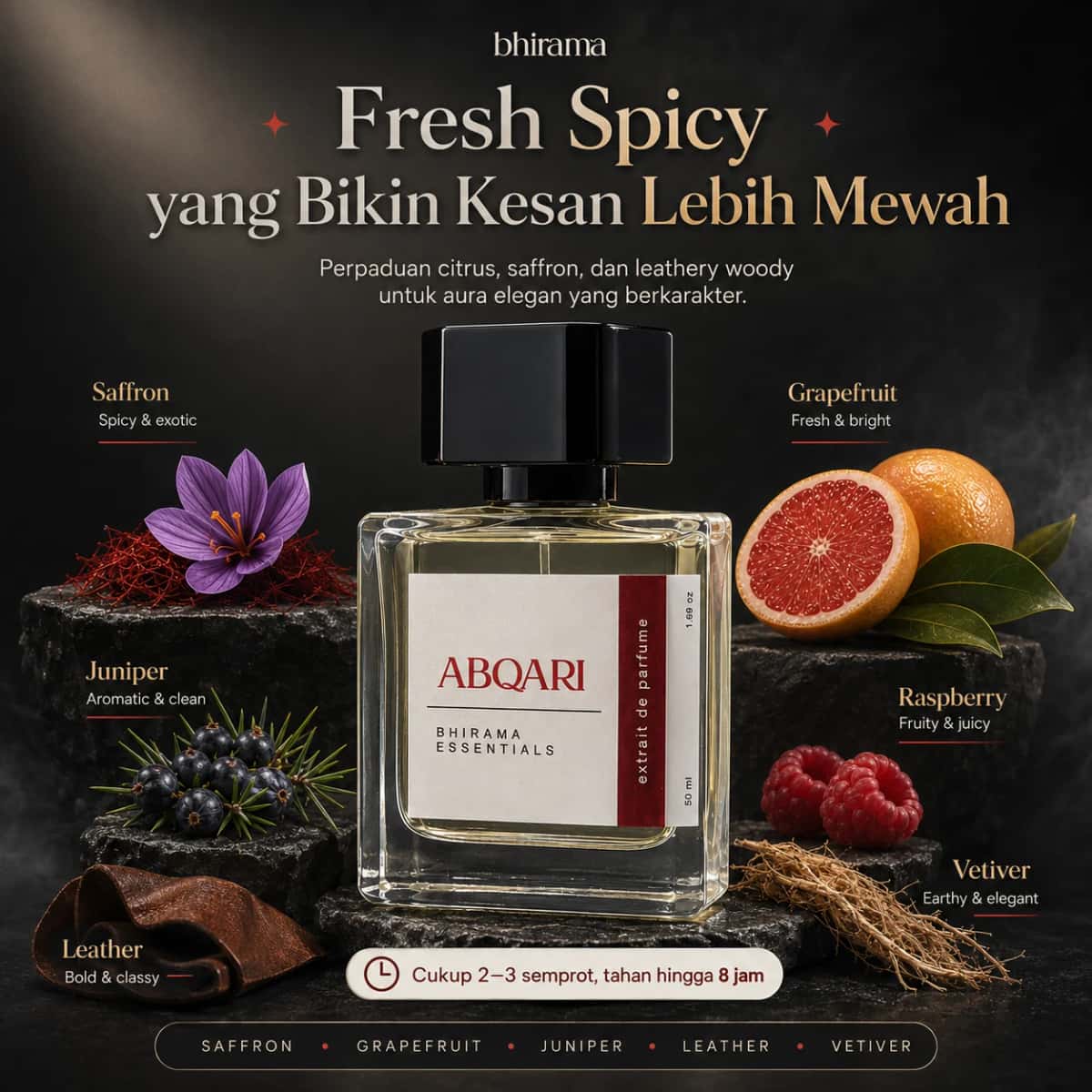 BHIRAMA Abqari Extrait De Perfume 50ml - Dark Floral Leather Luxury