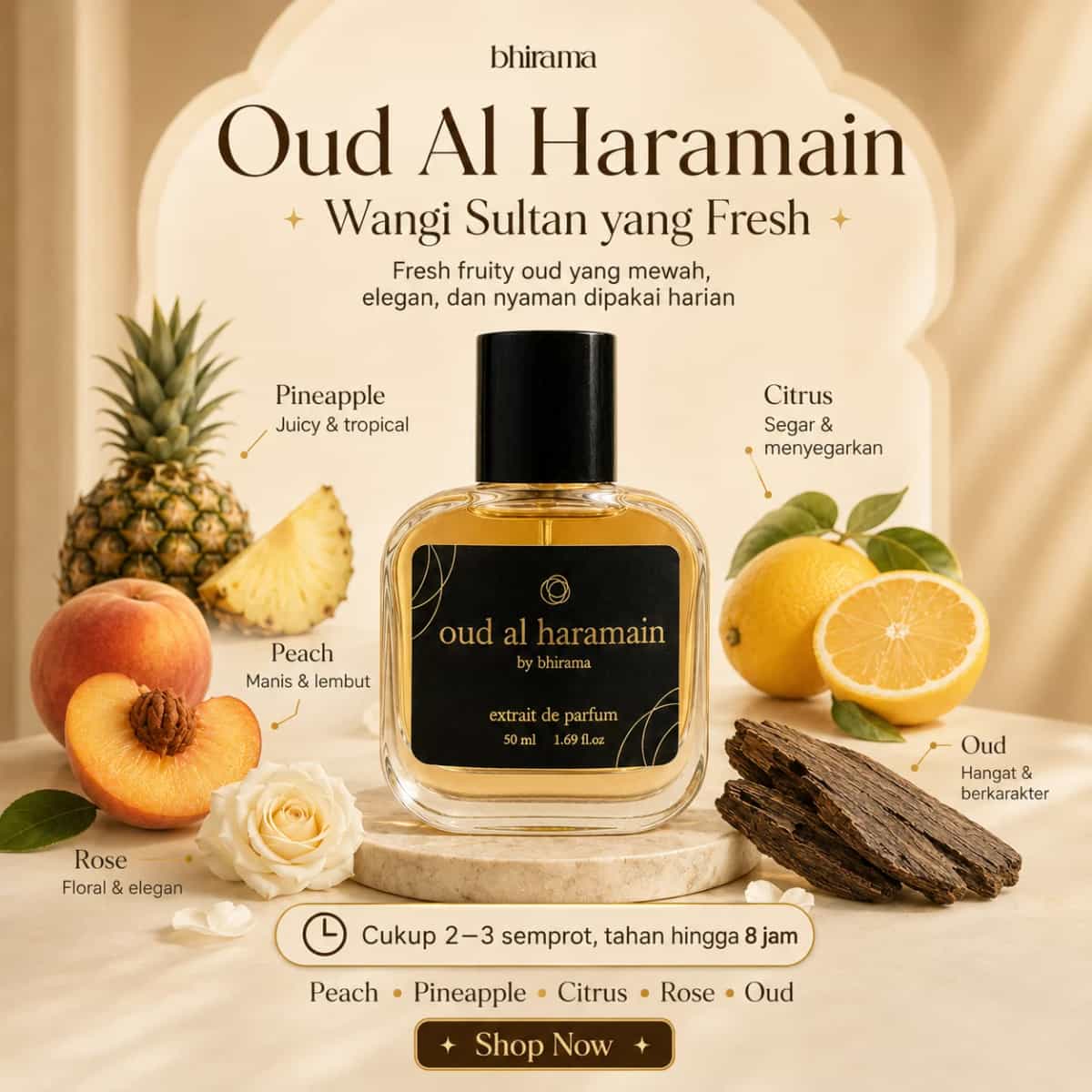 Bhirama Oud Alharamain Extrait de Perfume 50ml - Arabian luxury masculine scent with twist fresh opening-video-1