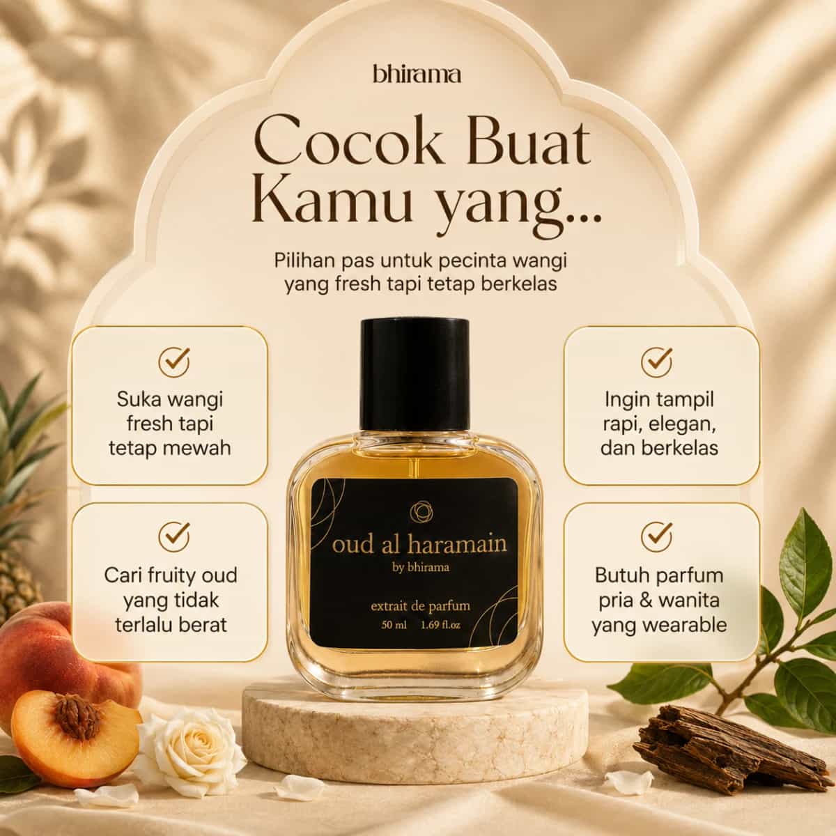 Bhirama Oud Alharamain Extrait de Perfume 50ml - Arabian luxury masculine scent with twist fresh opening-6
